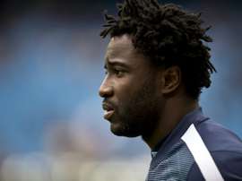 Injured Ivorian forward Wilfried Bony, pictured in Manchester, England, on May 10, 2015, struggled in heavy, wet Port Harcourt conditions against Ghana in their 2017 Africa Cup of Nations qualifier