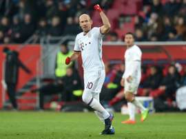 Bayern Munich's Arjen Robben celebrates his goal on Saturday. AFP