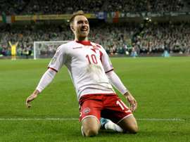 Eriksen scored a hat-trick in the 4-1 win over Ireland that took Denmark to the World Cup. AFP