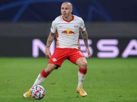 Angelino got both goals as Leipzig beat Basaksehir 2-0. AFP