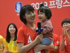 Hwang Bo-ram will become the first mother to play for South Korea. AFP