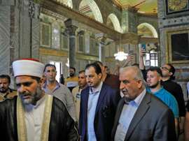 Saudi football delegation visits Jerusalem's Al-Aqsa. AFP