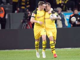 Bruun Larsen (L) could leave Dortmund for Bournemouth. AFP