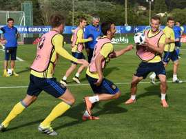 Ukraines training session at the Georges-Carcassonne Stadium in Aix-en-Provence, southern France, on June 20, 2016