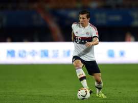 Pierre-Emile Hojbjerg controls the ball during a friendly match between Guangzhou Evergrande and Bayern Munich in Guangzhou on July 23, 2015