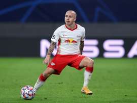 Angelino goes back to Manchester in Leipzig shirt with point to prove. AFP