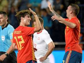 Debut goleador de Odriozola con España. AFP