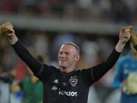 Wayne Rooney of DC United celebrates after a MLS match in Washington, DC, on July 14, 2018