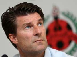 New coach of Qatar league champions Al Rayyan Michael Laudrup takes part in a press conference. AFP