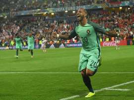 Portugals forward Ricardo Quaresma celebrates after scoring during the round of sixteen match Croatia vs Portugal on June 25, 2016