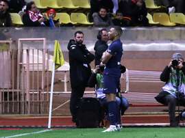 Kylian Mbappe netted twice in PSG's 1-4 win over Monaco. AFP