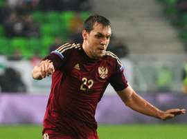 Russias Artyom Dzyuba during a friendly against Hungary in 2014