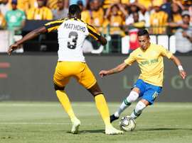 Uruguayan Gaston Sirino (R) scored twice for Mamelodi Sundowns. AFP
