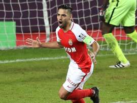 Monaco's Radamel Falcao celebrates after scoring a goal against Nancy. AFP