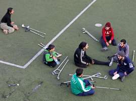 Syrian war victims played in an amputee football match last month. AFP