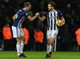 Evans was on target for West Brom against Brighton. AFP