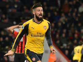 L'attaquant français Olivier Giroud célèbre un but contre Bournemouth en Premier League. AFP