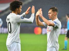 Leroy Sane (L) scored in Bayern's 2-6 win at Salzburg. AFP