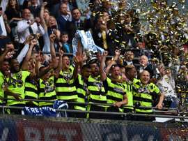 A festa da subida do Huddersfield Town. AFP