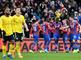 Jordan Ayew got Palace a leveller against ten man Arsenal at Selhurst Park. AFP