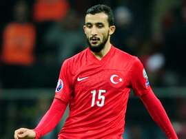 Turkeys Mehmet Topal is seen in action during the UEFA Euro 2016 qualifying football match Turkey vs Kazakhstan on November 16, 2014 at TT Arena stadium in Istanbul
