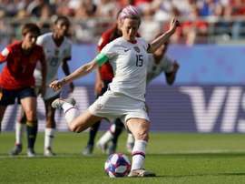 Rapinoe scored 2 penalties to see the USA through to the last 8. AFP