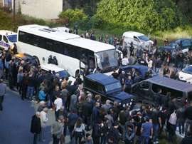 There were chaotic scenes as playoff rivals clashed. AFP