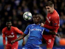 Samatta (C) has completed his move to Aston Villa. AFP