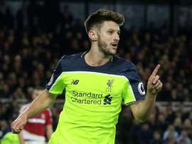 Adam Lallana célébrant son but face à Middlesbrough le 14 décembre 2016. AFP