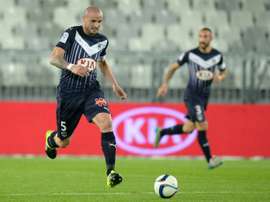 Bordeauxs French defender Nicolas Pallois runs with the ball during the French L1 football match Bordeaux vs Monaco at the Matmut Atlantique stadium in Bordeaux, southwestern France, on November 8, 2015