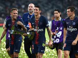 PSG celebrate winning the Trophée des Champions. AFP