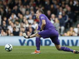 Leno in action against Fulham. AFP