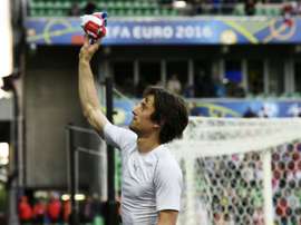 Czech Republics midfielder Tomas Rosicky reacts after the Euro 2016 group D football match between Czech Republic and Croatia at the Geoffroy-Guichard stadium in Saint-Etienne on June 17, 2016