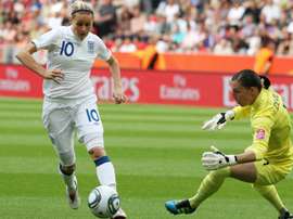 Kelly Smith (L) scored 46 goals in 117 appearances for England and won five FA Cups. AFP