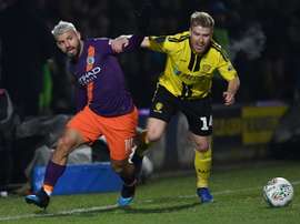 Aguero's goal was the difference at the Pirelli stadium. AFP