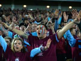 West Ham fans cheer on May 10, 2016