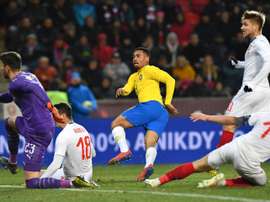 Jesus scored twice in the closing minutes for Brazil. AFP