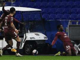 Aaron Leya Isekas decisive goal for Metz at Lyon with his third of the Ligue 1 season. AFP