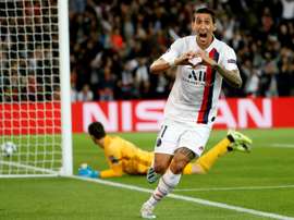Di Maria comemorando um dos gols diante do seu ex clube. AFP