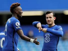 Ben Chilwell (R) got a goal and an assist as Chelsea swept aside Crystal Palace. AFP