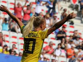 Jakobsson's stunning goal was enough to see off England. AFP
