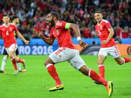 Williams celebrates after scoring a goal during the Euro 2016 quarter-final against Belgium. AFP