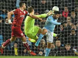 Aguero with a late winner. AFP
