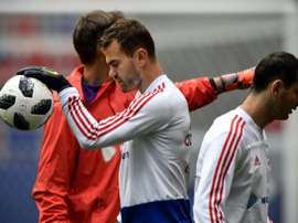 Igor Akinfeev n'a pas peur de Salah. AFP