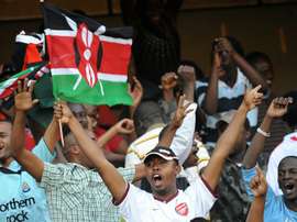 Kenyan football fans celebrate in Nairobi on November 14, 2009