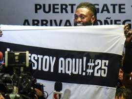 Hundreds of Olimpia fans welcome Adebayor to Paraguay. AFP
