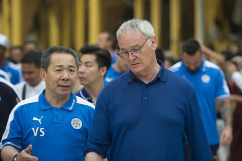 Leicester City owner Vichai Srivaddhanaprabha (left) says Vardy's three-match ban is unfair. AFP