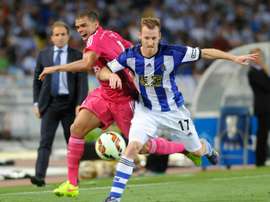 David Zurutuza (right) volleyed home Xabi Prietos corner on 17 minutes as Athletic Bilbao beat Real Sociedad