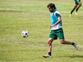 New York Cosmos soccer team player Spanish Raul Gonzalez takes part in a training session at the Pedro Marrero stadium on June 1, 2015 in Havana