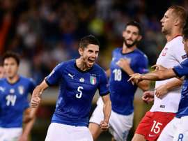 Jorginho scored his first goal for Italy. AFP